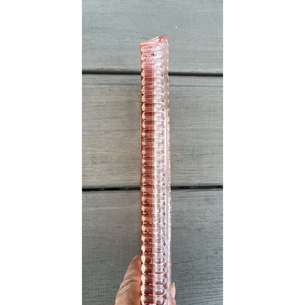Vintage Pink Depression Glass Tray Rectangular Starburst Geometric Vanity Dish - Picture 3 of 4